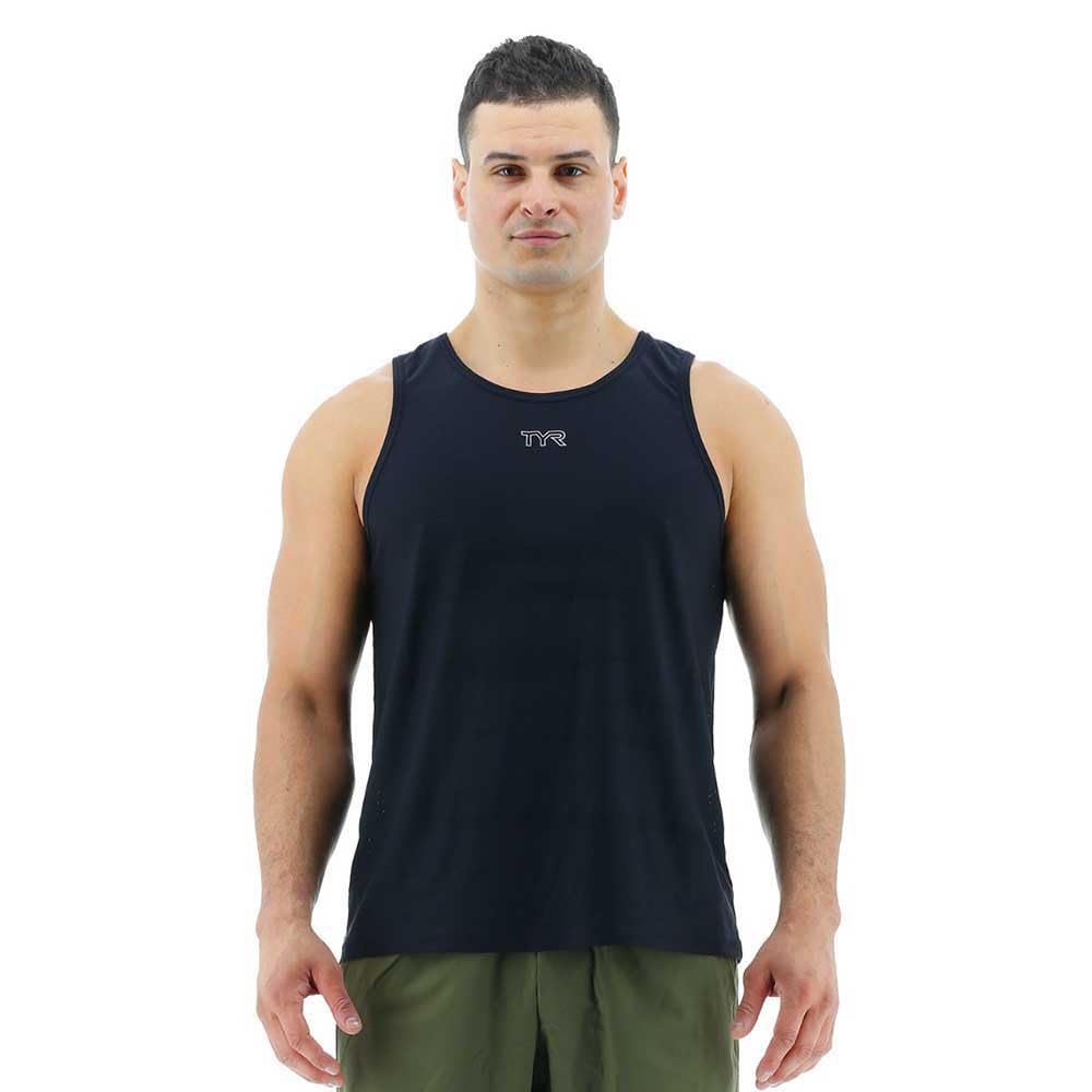 TYR Men's Athletic Performance Workout Airtec Tank Top Black