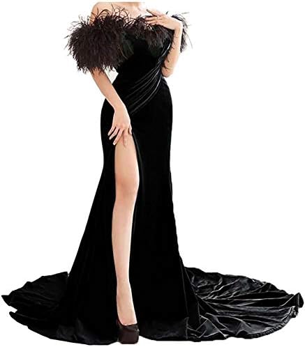 Tianzhihe Feather Velvet Mermaid Prom 