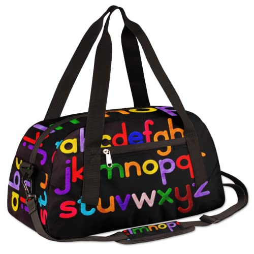 Bolsa esportiva infantil de 26 letras para meninos e meninas, perfeita para festas do pijama e bolsa