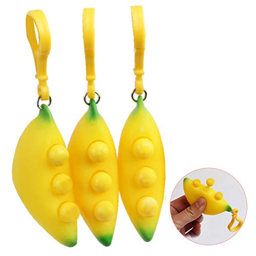 Badukongjian 3 PCS Banana Keychains Sensory Toys, Fidget Toys, Pack Simple Dimple Keyring Decompression Toys for Kids Adults