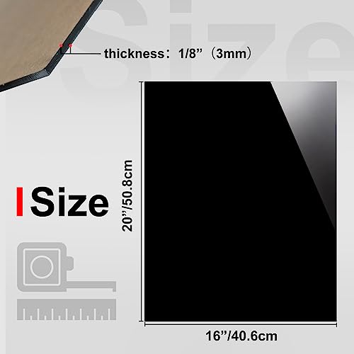 Image of KINLINK 16x20 Plexiglass Sheets 1 /8 inch Thick - 3mm Black Cast Acrylic Sheet, Plastic Board Polycarbonate Sheet for DIY Project, Craft, Table Top, Acrylic Sign and Wedding Invitation 1 Pack