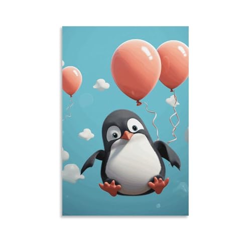 Impression sur toile moderne pingouin avec ballon décoration murale maison