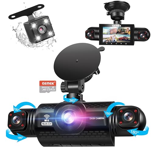 360 Degree View 4 Channel Dash Cam 5G WiFi & App Control, GEMEK 2K Front and Rear Inside, Left and Right Dash Camera for Cars, Free 64GB TF Card, G-Sensor, Night Vision, 24 Hour Parking - image 9