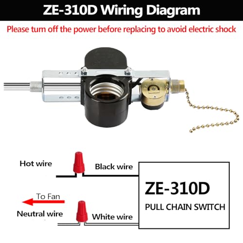 Image of Ceiling Fan 2 Light Socket Switch Zing Ear ZE-310D ZE-109M Socket Pull Chain Switch Ceiling Fan Lamp Light, Lamp Holder E95014