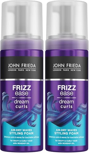 Image of John Frieda Frizz Ease Dream Curls Air Dry Waves Styling Foam 150ml, Wave and Curl Enhancer, Lightweight Anti-Frizz Styling Foam (Pack of 2)