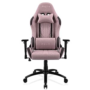 REKT ULTIM8-RS Gamingstoel van premium stof, 160 graden draaibaar, 3D-armleuningen, verstelbaar nekkussen, lendenkussen, bureaustoel, draagt tot 150 kg (roze)