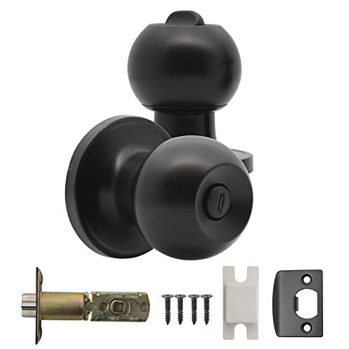 Probrico Poignée serrure de porte en acier inoxydable, ronde, noire, DL607BK