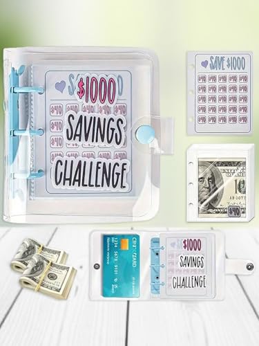 Carteira Budget Binder - Sistema de envelope de dinheiro para economia ($150/300/500/1000/2100) - Organizador de dinheiro com bolsos de armazenamento