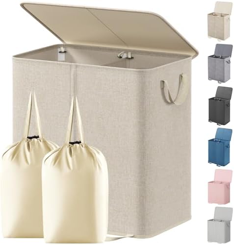 Lifewit Double Laundry Hamper with Lid and Removable Laundry Bags...