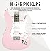Soulmate 39 Inch Full Size Electric Guitar Starter Kit for Beginners Solid Body, HSS Pickups with 15W Amp, Gig Bag, Capo, Strap, Strings, Cable, Picks (Right-Handed,Pink)
