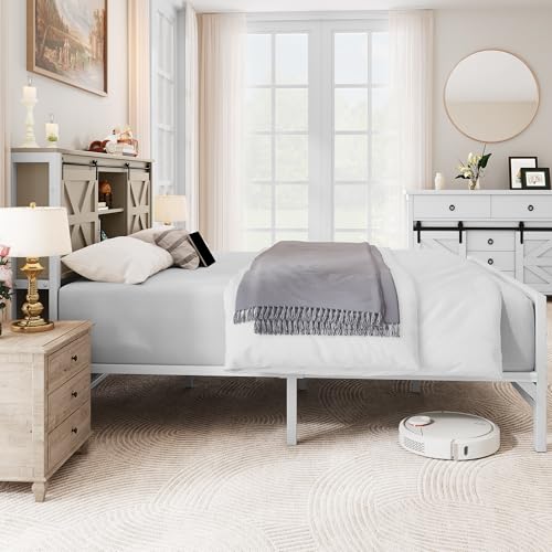 YITAHOME Farmhouse King Size Bed Frame with Headboard, Bookcase Storage Shelves, Sliding Barn Door, Charging Station, Rustic Wood Platform Bed, No Box Spring Needed, Oak