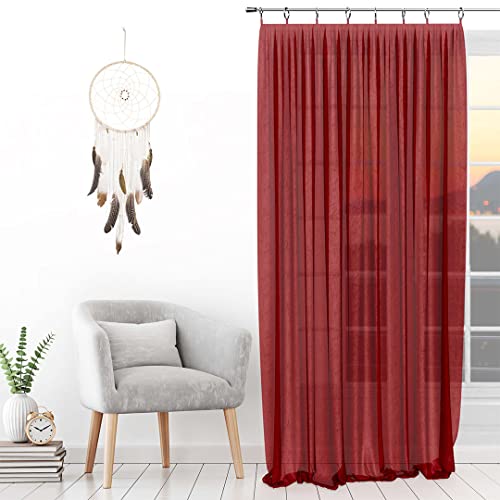 Soleil d'ocre, Spirit Voilage avec Anneaux, Brique, 140x250 cm