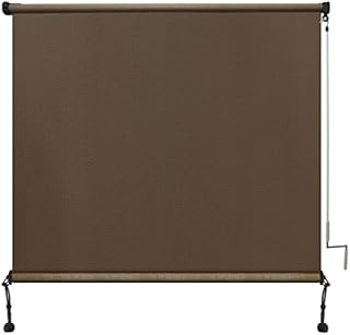 Amagenix Outdoor Roller Shades, 220GSM HDPE Cordless Roll Up Shade of Patio Shades, Can be Used as Balcony/Porch/Patio Blinds, Also Indoor Windows Blackout Blinds 6'(W) x6'(H),Mocha