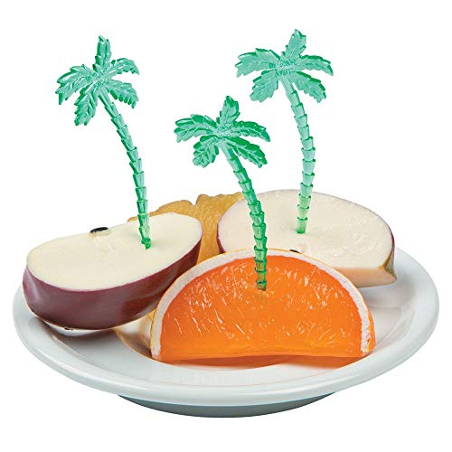 Fun Express Luau Plastic Palm Tree Picks (Pack of 72), Green