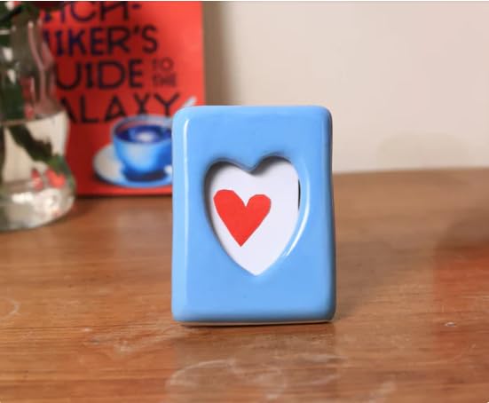 Craftribal Cute Polaroid Ceramic Photo Frame- Blue 4x3 Inch Table Top Frames with Tactile Vintage Style Home Decor, Valentine's Day, Gift for Her, Him-image-1