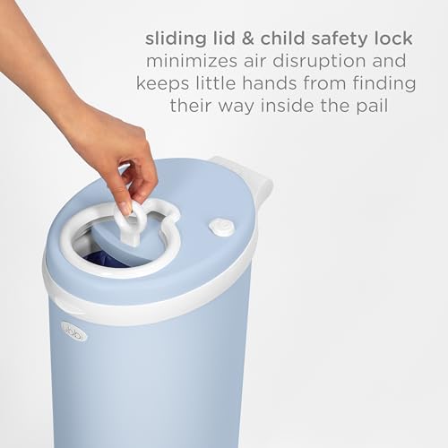 Image of Ubbi Steel Diaper Pail, Odor Locking, No Special Bag Required, Award-Winning, Registry Must-Have, Cloudy Blue