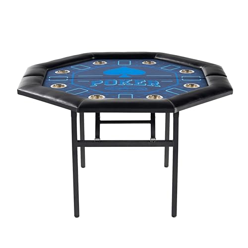 Barrington 48-in Poker Table with Folding Legs and Drink Holders for 8 Players Perfect for Game Rooms