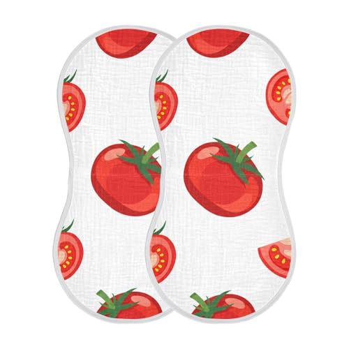 Muslin Burp Cloth for Baby 4PCS Red Tomatoes Super Absorbent Burping Cloths, Bibs for Newborn Boys Girls2