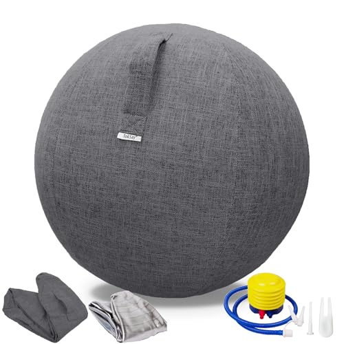 Image of Exercise Ball Chair with Fabric Cover, Standard Size (25inches /65cm), for Home Offices, Balance Training, Yoga Ball