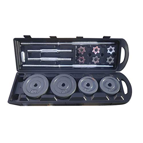 Fidusport Profi Hantel Set, Chrom, 20 kg – 50Kg Kofferset Lang Kurz Hanteln Chrom oder Schwarz Für Bodybuilding Fitness Gewichtheben (Schwarz)