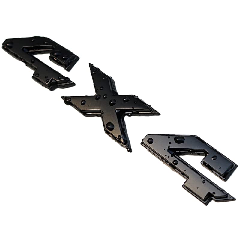 Image of 2pc Black Chrome 4x4 Emblem Badge 3D 4 x 4 Emblem Nameplate Decal Compatible with 1500 2500 3500 Flat Letter 2009-2018