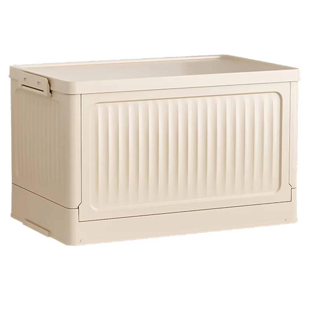 CTRLZS Large Capacity Folding Storage Box with Pulley - Stackable Plastic Organizer with Lid, Portable Container for Home