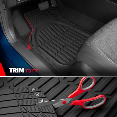 Image of Motor Trend FlexTough LITE Rubber Car Mats Full Set - All Weather Floor Mats for Cars & SUVs - Automotive Waterproof Black Car Floor Mats for Cars Interior Accessories Universal Trim-to-Fit