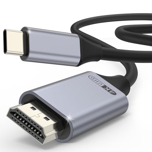 Cable HDMI USB C 2M, Adaptateur Type C vers HDMI Cordon 4K(Compatible Thunderbolt 3/4) pour iPhone 15/16 Pro, pour MacBook/iPad Pro/Air, Samsung Galaxy S25 S24...
