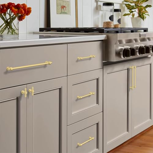 Image of 10 Pack 7.5 inch(192mm) Brushed Gold Cabinet Pulls Kitchen Cabinet Handles Cabinet Hardware Drawer Pulls for Cupboard CK0081