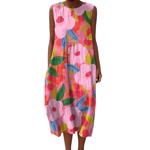 Women's Vintage Floral Print Casual Dress 2025 New Sleeveless Floral Flowy Long Dresses Summer Outfits4