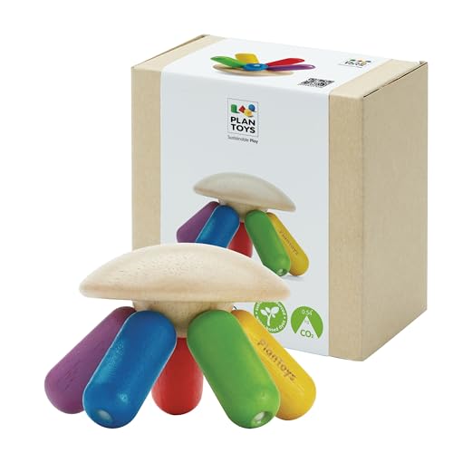 Jouet de motricité en bois Méduse Flexi PlanToys pour amuser bébé sur son tapis