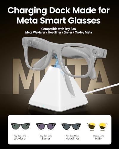 Image of Charging Station Compatible with Ray-Ban(Gen 1 & Gen 2)& Oakley Meta Smart Glasses - Safe & Stable Charger with Handshake Protocol, Accessories for Wayfarer, Headliner, Skyler Blayzer Scriber, HSTN