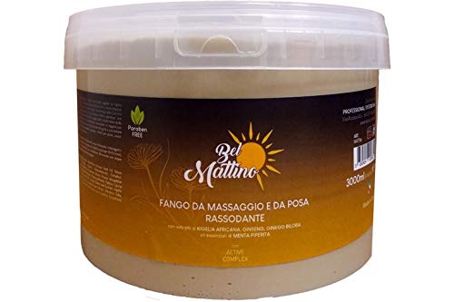 FANGO CORPO da Massaggio e da Posa RASSODANTE Professionale BEL MATTINO con Kigelia Africana, Ginseng, Ginkgo Bilboa e Oli essenziali di Menta Piperita - Senza Parabeni, Made in Italy (3000ml)