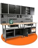 Ondis24 - Etabli Servante d'Atelier (Garage, Hangar) 7 pièces et Panneaux à Trous et Crochets à Outils