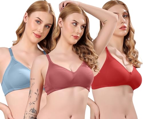 Image of London Hills Regular Bra for Women Everyday Non Padded Wire Free Full Coverage Cotton Blend