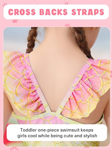 Image of Girls One Piece Swimsuits Toddler Cute Ruffle Bathing Suits Quick Dry Beach Swimwear Size 2-7 Years