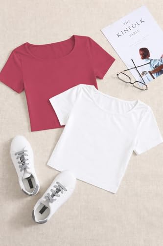 Image of KERI PERRY Tops for Women Crop Top for Women's Tank Activewear Tee Sports Work Out Wear Casual Round Neck Cotton Camisole Pack of 2