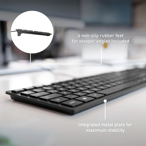CHERRY KC 6000 SLIM, Ultra-Flat Design Keyboard, UK Layout (QWERTY), Wired (USB-A Connection), Quiet, Durable Key Labelling, Black - Image 6