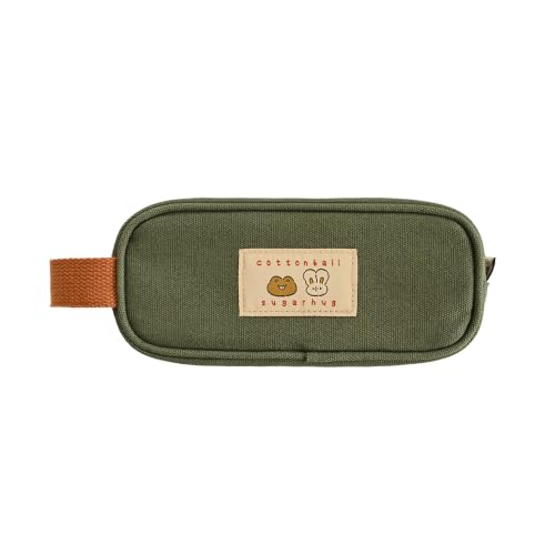 Image of Monolike Unmatched Friends Butter Pencil Case, Khaki - Structured Square Desk Organizer, Large Capacity Aesthetic Stationery Pouch & Makeup Brush Bag
