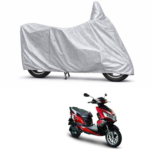 Image of 100% Waterproof Two Wheeler Body Cover Multi Layered Fabric Designed for Okinawa iPraise | Belt Buckle Lock | Silver Mag