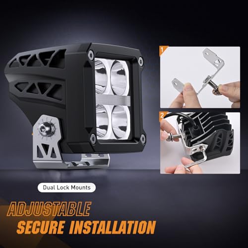Image of Nilight LED Pod Lights with Amber DRL 3.2 Inch Square 20W 2510LM Super Spot Beam w / 16AWG Wiring Harness Kit Auxiliary Offroad Driving Ditch Light for Truck UTV ATV SUV 4x4
