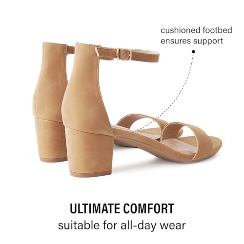 Image of J. Adams Daisy Heeled Sandals - Ankle Strap Low Block, Open Toe Dress Pumps, Chunky Heels - Dressy Shoes for Women - Bridal, Wedding, Summer Sandals