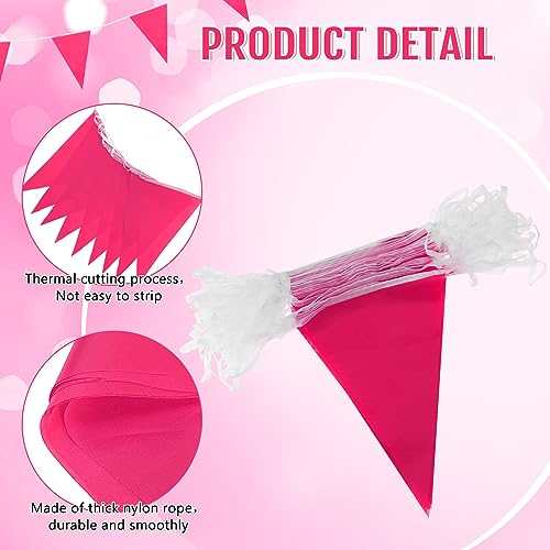 Image of Preboun 400 ft Solid Pennant Banner Flags 240 Pcs String Hanging DIY Triangle Bunting Bulk Garland for Grand Opening Carnival Birthday Party Decoration Outdoor(Pink)