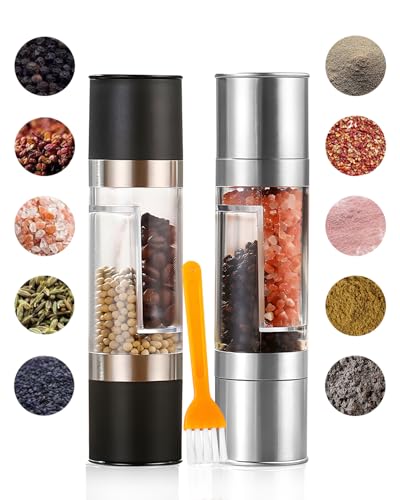 Consejos para Comprar Molinillos de pimienta para comprar online. 47 MAIXONIC 2 en 1 para Sal y Pimienta MAIXONIC – Molinillo Manual Doble Cabezal con Núcleo de Cerámica Ajustable, Acero Inoxidable y Botella de Vidrio Transparente (2 Piezas)