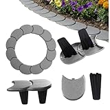 BirnePower Palisade Rasenkante 3,8m Grau (32 Module) – Flexible Beetumrandung aus PP Kunststoff, IPAK1 Garten-Palisade wetterfest & UV-beständig, Beeteinfassung mit Bodendorn (Höhe 11,5 cm)