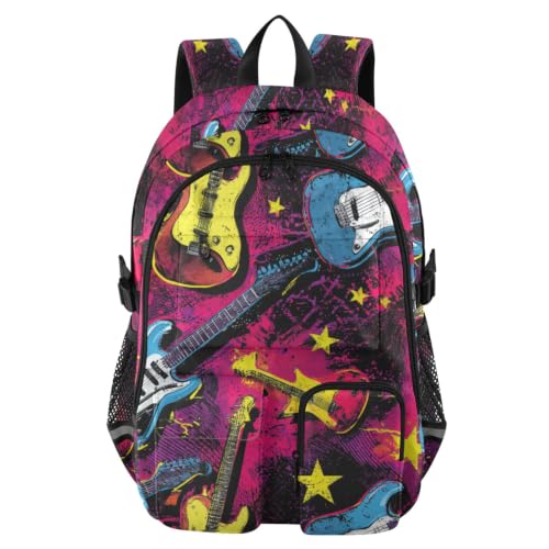 Mochila para laptop rockera de estrellas coloridas para el instituto y el instituto