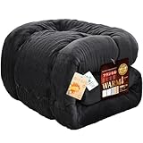 Housecover 掛け布団 シングル 冬用 暖かい 5層構造 フランネル あったか 吸湿発熱わた 蓄熱 極厚 ボリューム 高保温 真冬 毛布の代わり 肌触り 布団 洗える 抗菌防臭防ダニ 静電防止 ふわふわ 掛布団 掛けふとん ブラック 150×210cm