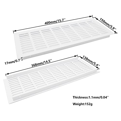 Grille d'aération rectangulaires en aluminium lot de 2 pour meuble cuisine - 3