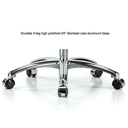 Image of Perch Chrome Rolling Dental Stool Adjustable Height with Procedure Arm and Foot Ring | High Bench Height 24.5-32 inch | Imperial Blue Vinyl