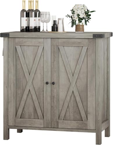 Garvee Aparador de cozinha com portas e prateleira regulável Buffet rústico para cozinha, sala de estar ou sala de jantar móvel auxiliar 76 x 40 x 80 cm, design duradouro